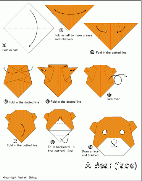 Оригами схема Медведь